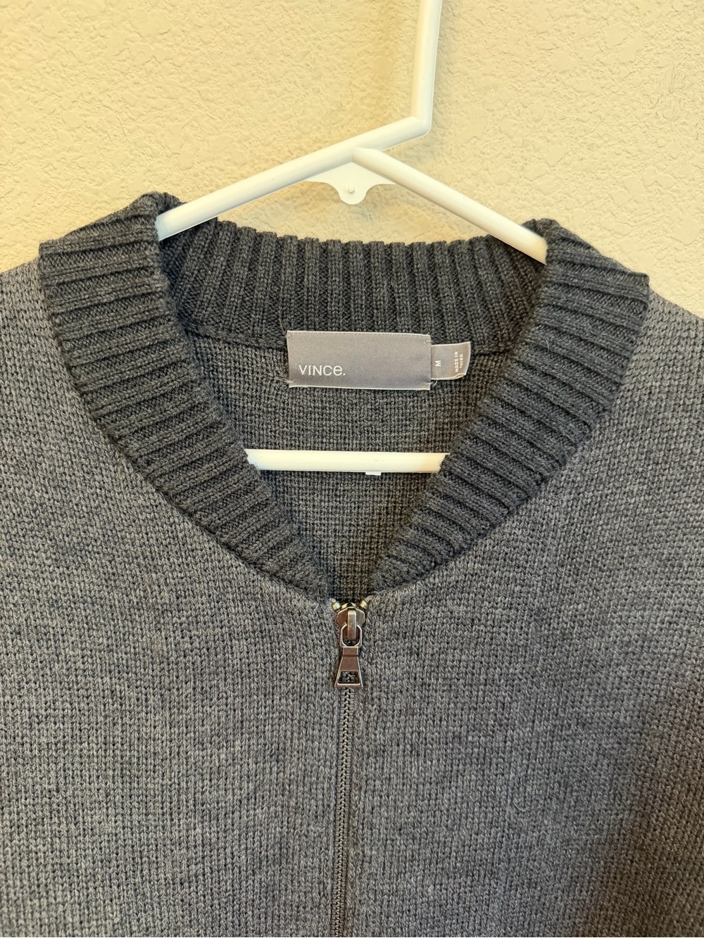 Vince Men's Charcoal Gray Zip-Front Cardigan Sweater Sz M All wool double zip - Picture 6 of 13